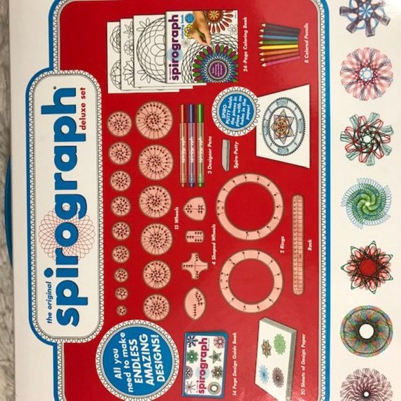 Spirograph Deluxe Set & Travel Spirograph Tin Set w/Bonus Coloring Book Pencils - Picture 12 of 16